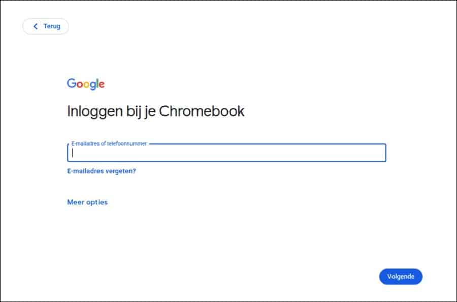 Inloggen op Chrome OS Flex - Chromebook