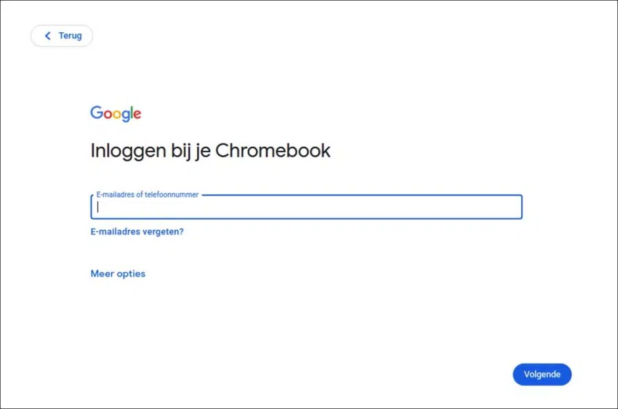 Inloggen op Chrome OS Flex - Chromebook
