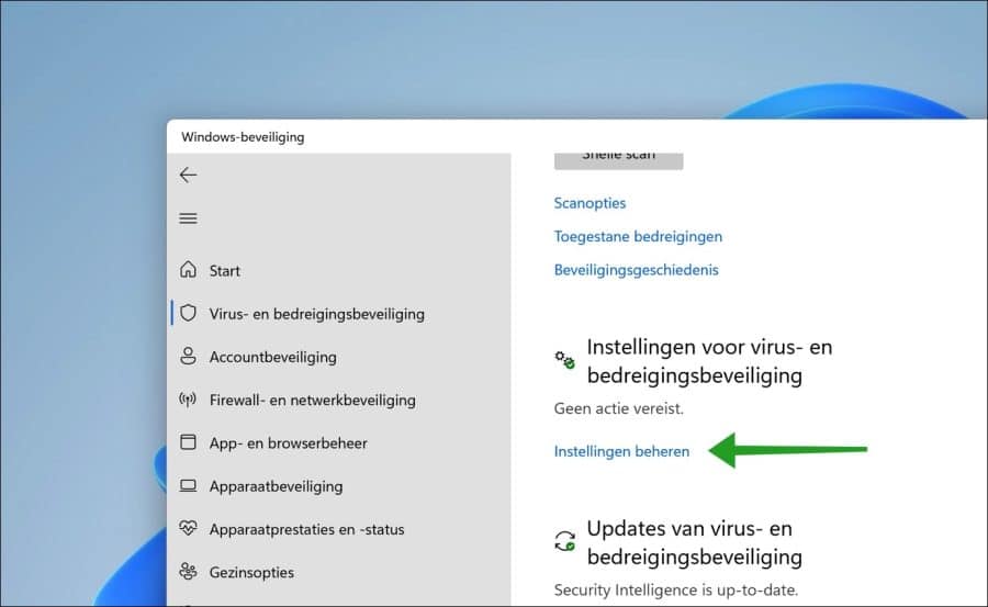 Verwalten Sie die Einstellungen für den Viren- und Bedrohungsschutz