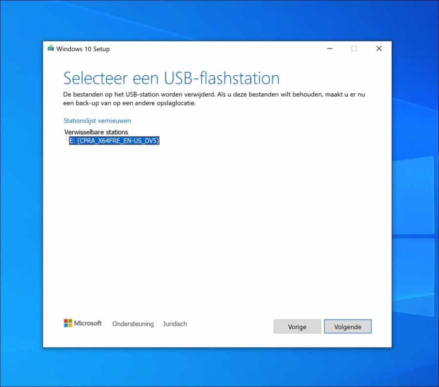 Selecteer een USB flashstation