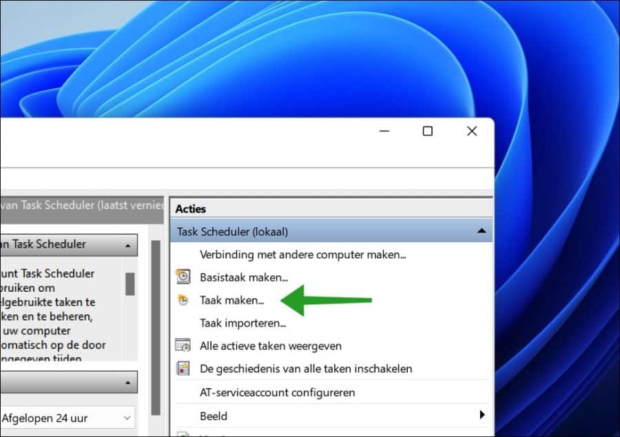 Taak maken via taakplanner