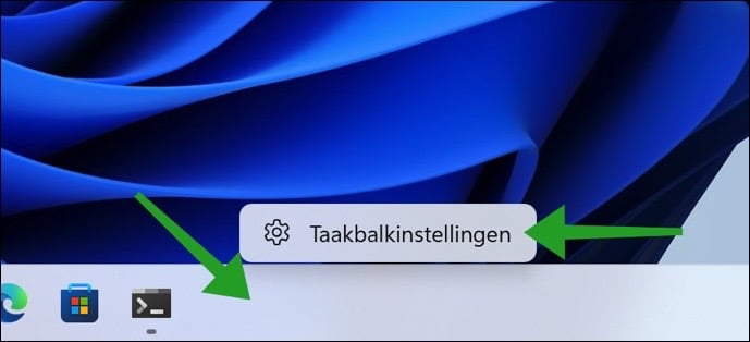 Taakbalkinstellingen openen