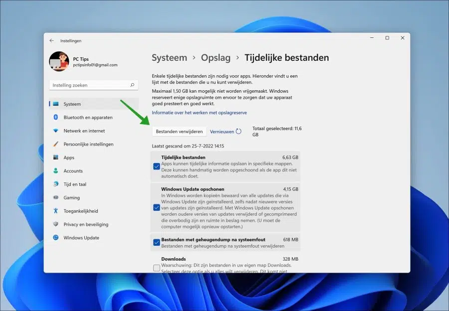 Tijdelijke bestanden verwijderen in Windows