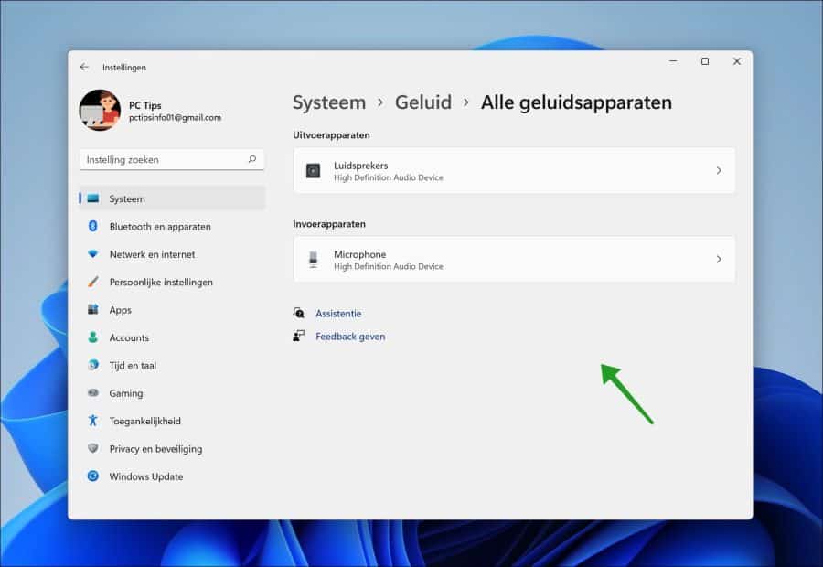 Uitvoerapparaten en invoerapparaten in Windows 11