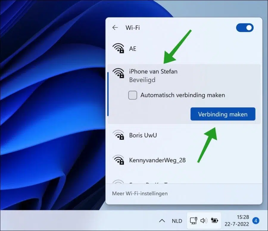 Verbinding maken iPhone hotspot