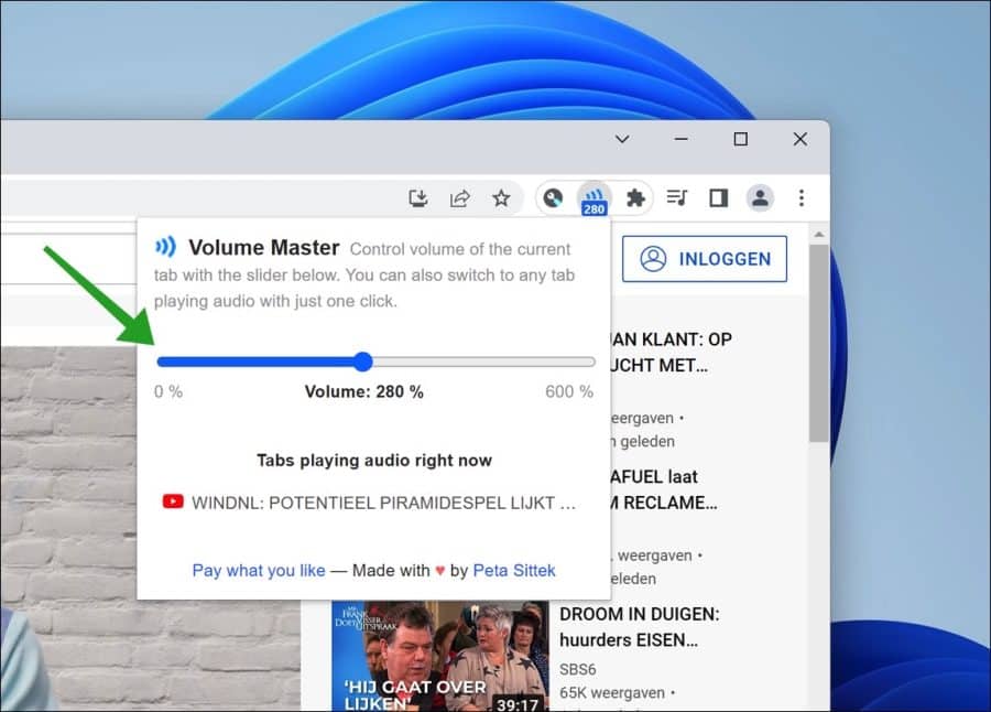 Volume verhogen boven de limiet in Google Chrome