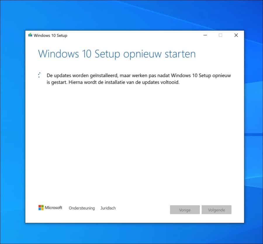 Windows 10 setup opnieuw opstarten