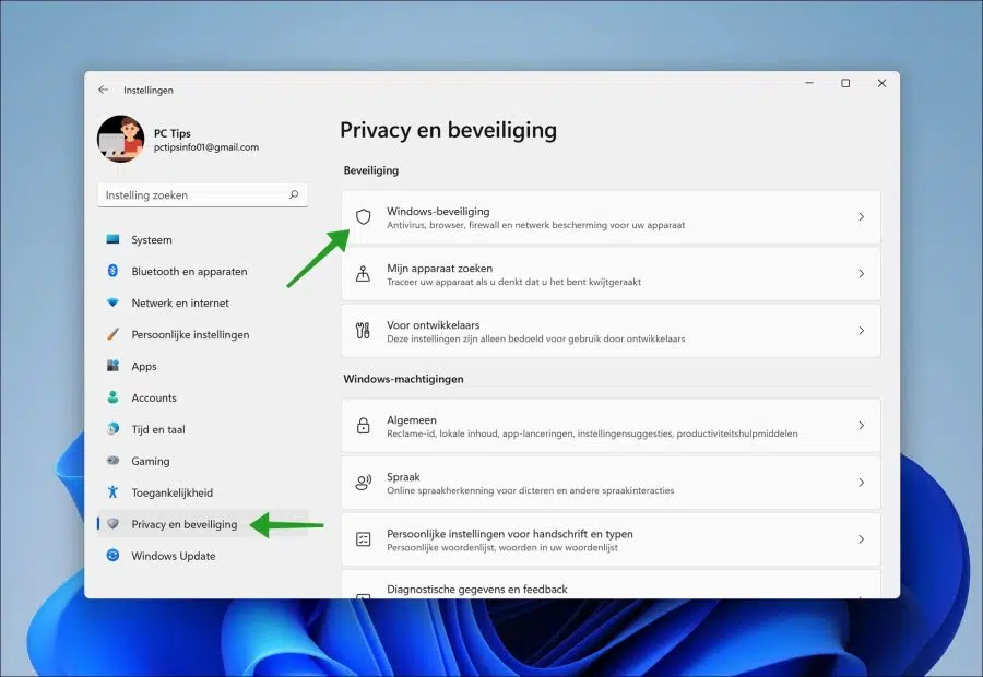 Windows-beveiliging openen in Windows 11