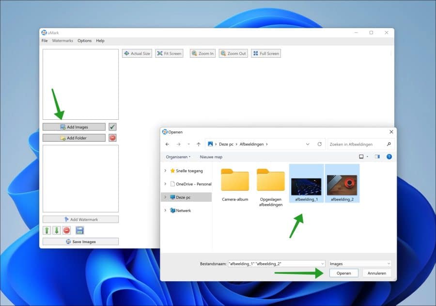 Afbeelding openen om watermerk of logo aan toe te voegen