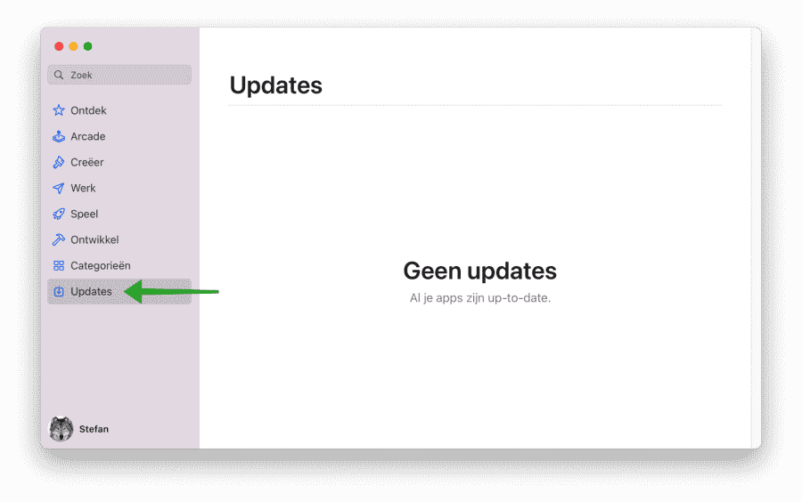 Controleren op updates via Mac app store