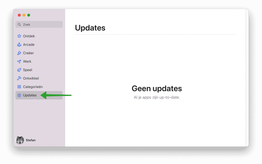 Check for updates via Mac app store