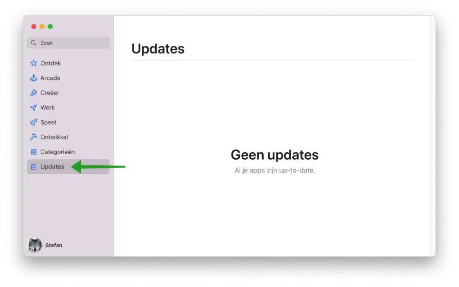 Controleren op updates via Mac app store