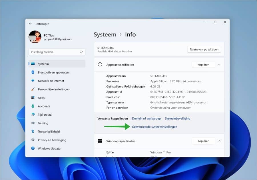 Geavanceerde systeeminstellingen