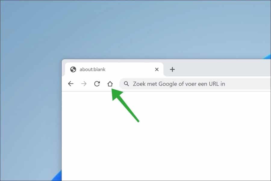 Homepage knop in Google Chrome