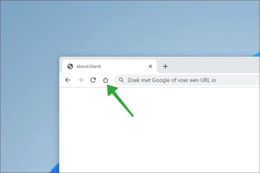 Homepage knop in Google Chrome