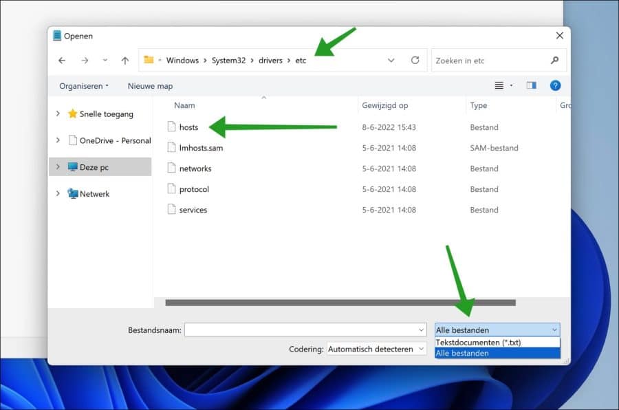 Hosts bestand in Windows 11 bewerken