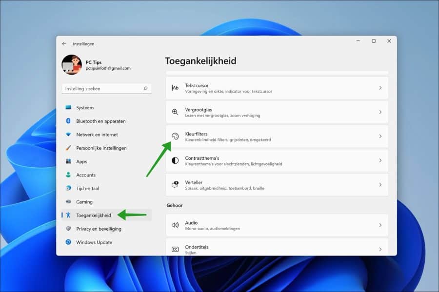 Kleurfilters in Windows 11