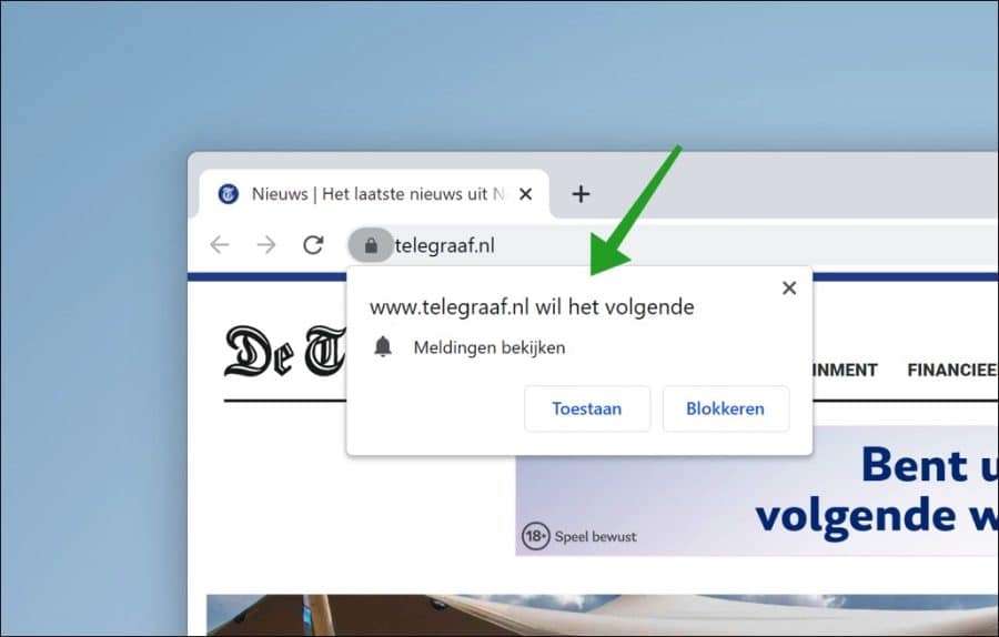 Meldingen in Google Chrome