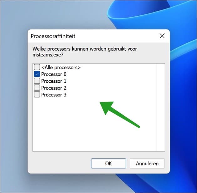 Processoraffiniteit instellen in Windows
