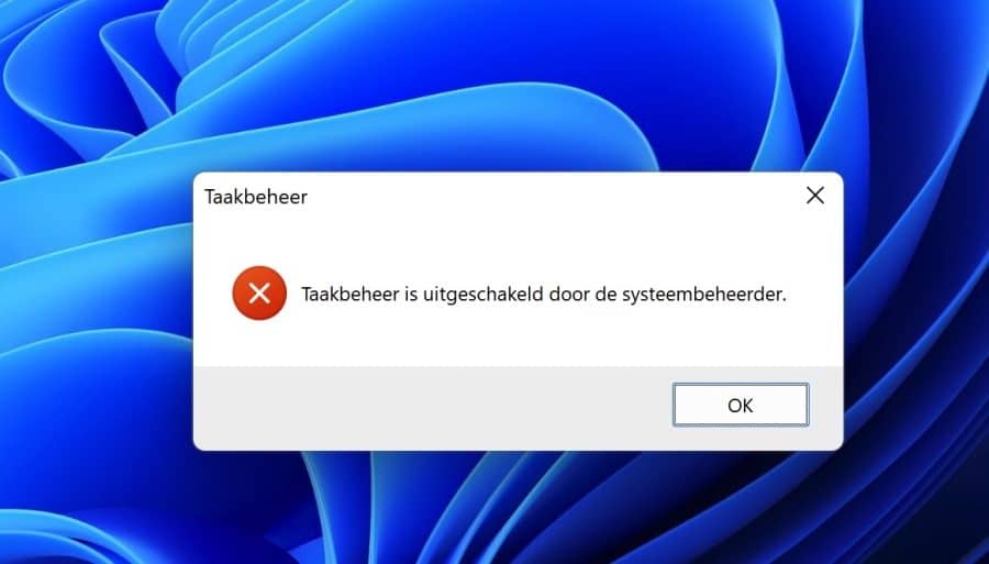 Taakbeheer is uitgeschakeld door de systeembeheerder