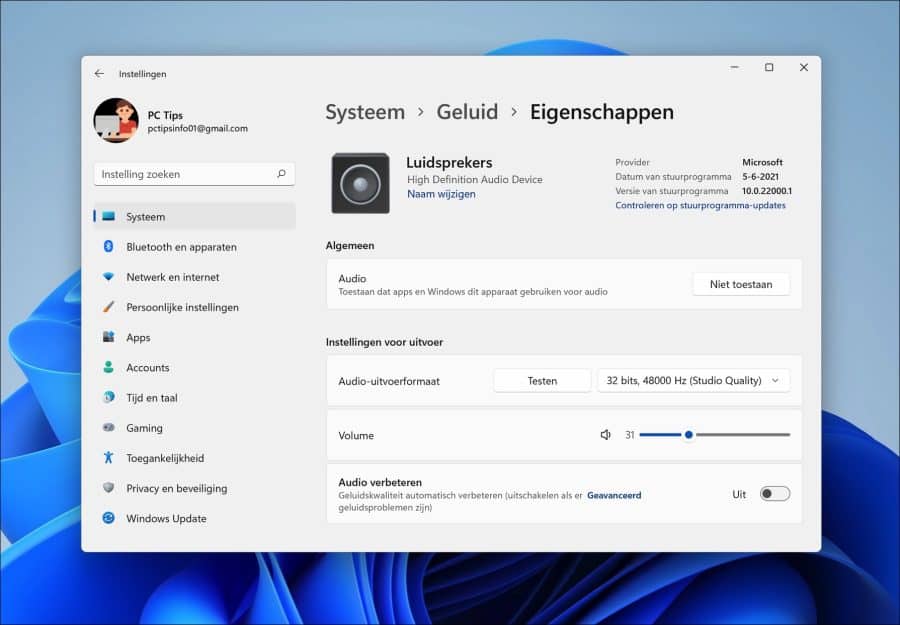 Allow apps and Windows to use this device for audio