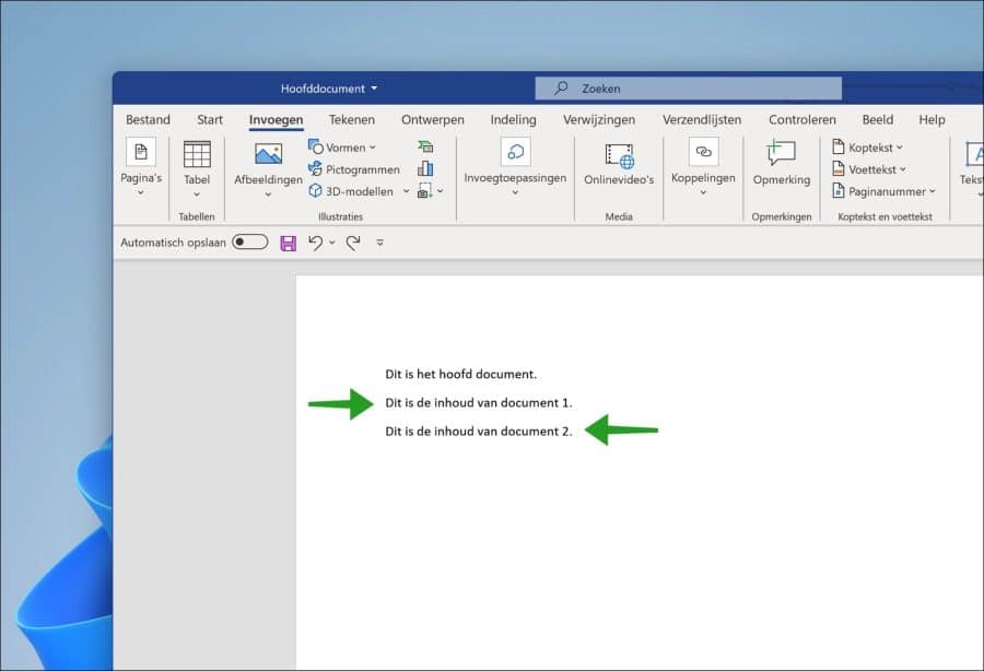 Documentos do Word mesclados em um documento