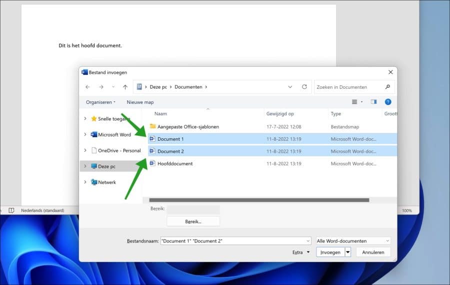 Word documenten samenvoegen