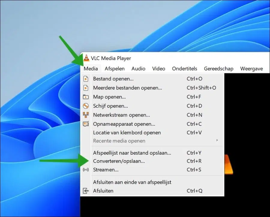 media opslaan vlc