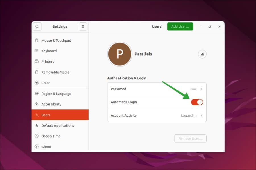 Automatische Anmeldung bei Ubuntu