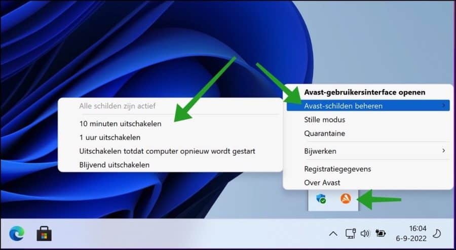 Avast schilden beheren