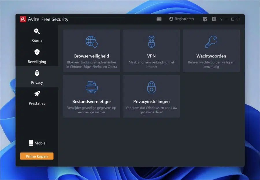 Avira antivirus privacy functies