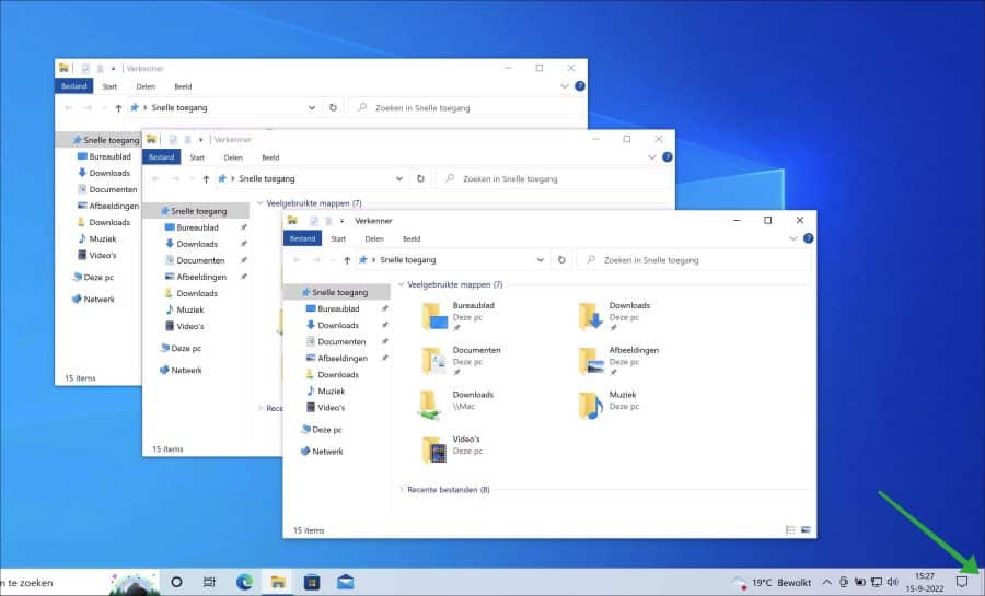 Bureaublad kort weergeven in Windows 10
