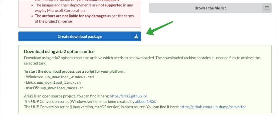 Create download package