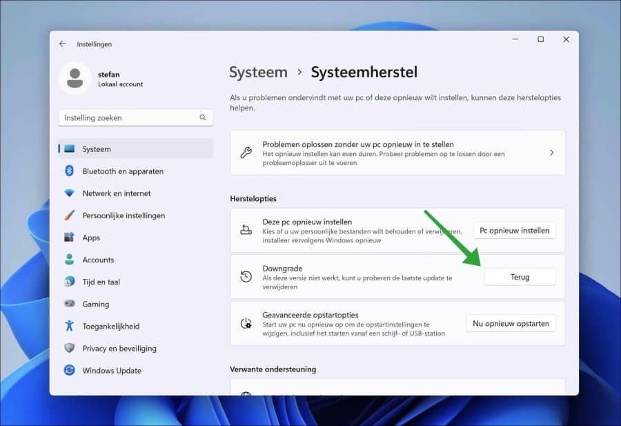 Rétrograder la mise à jour Windows 11 22H2