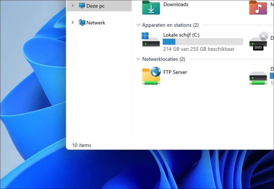 FTP server als netwerklocatie in Windows verkenner