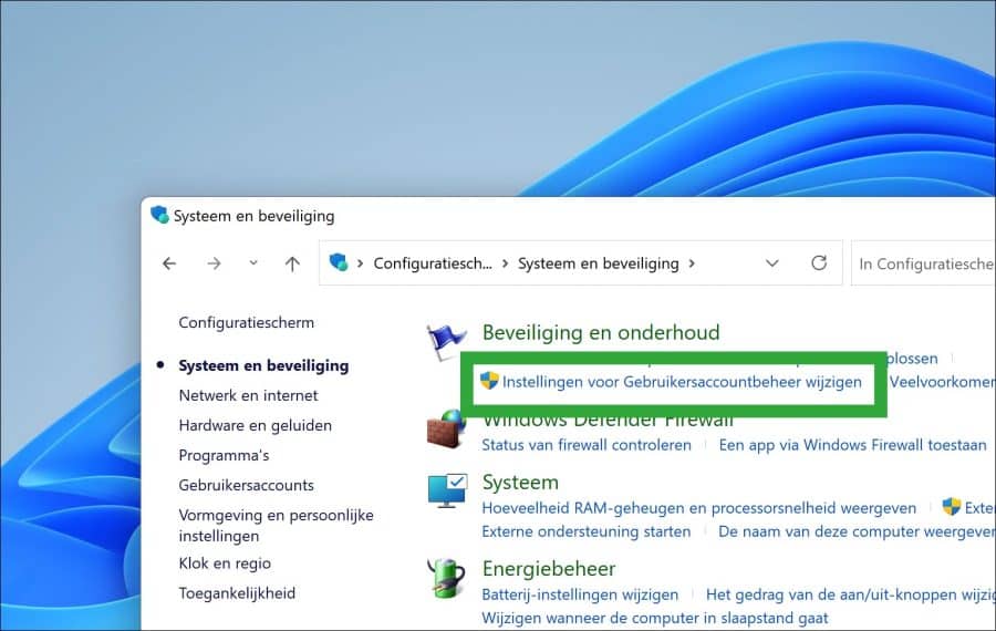 Instellingen voor gebruikersaccountbeheer wijzigen