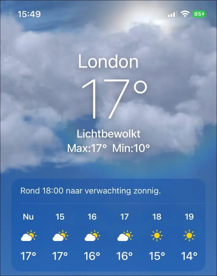 Locatie in weer app op iPhone