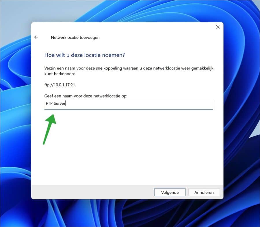 Naam voor FTP Server