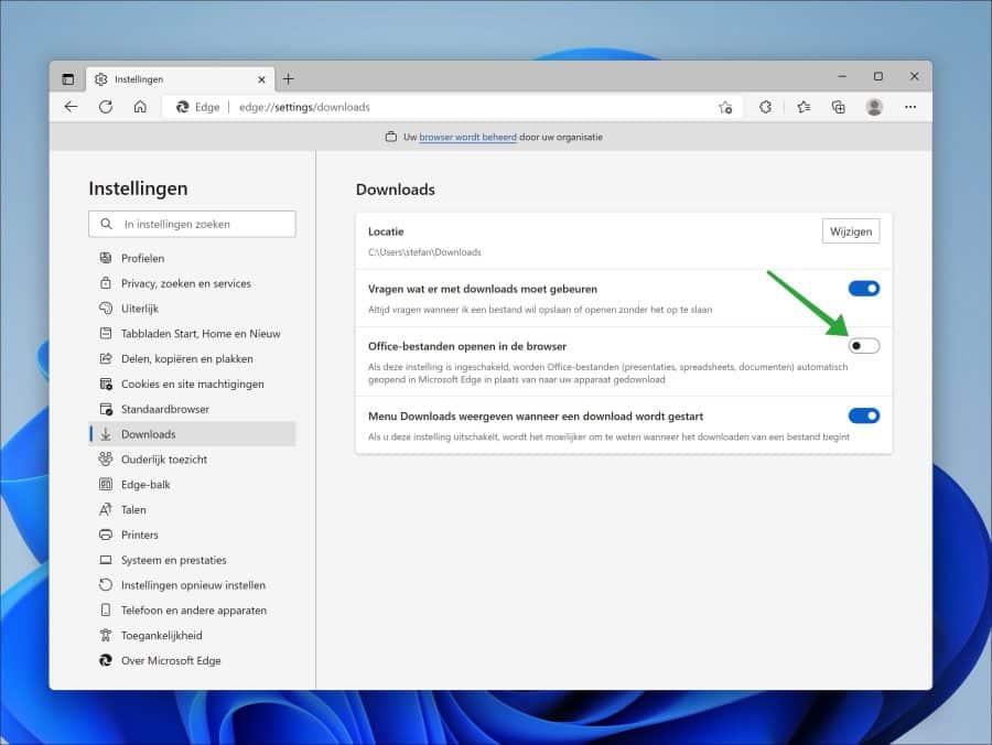 Office-bestanden openen in de browser uitschakelen