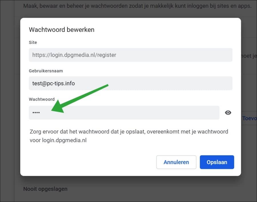 Opgeslagen wachtwoord veranderen in Google Chrome