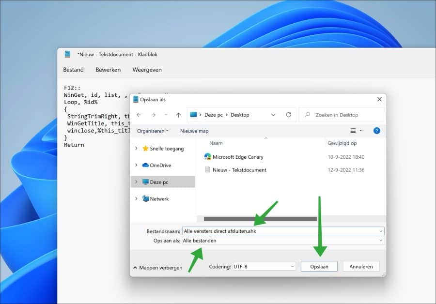 Opslaan als ahk bestand