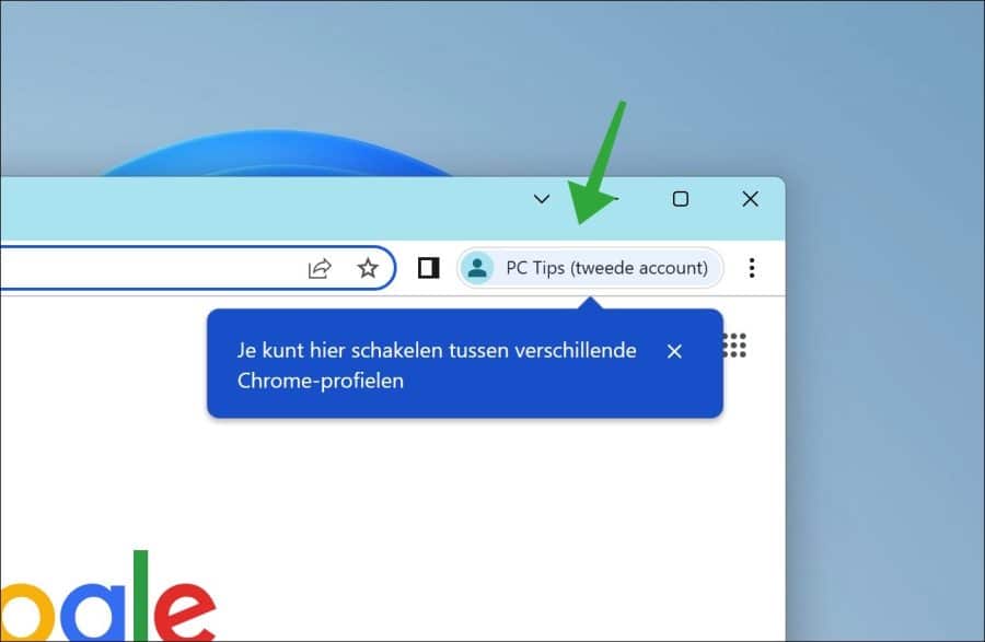 Schakelen tussen profielen in Google Chrome