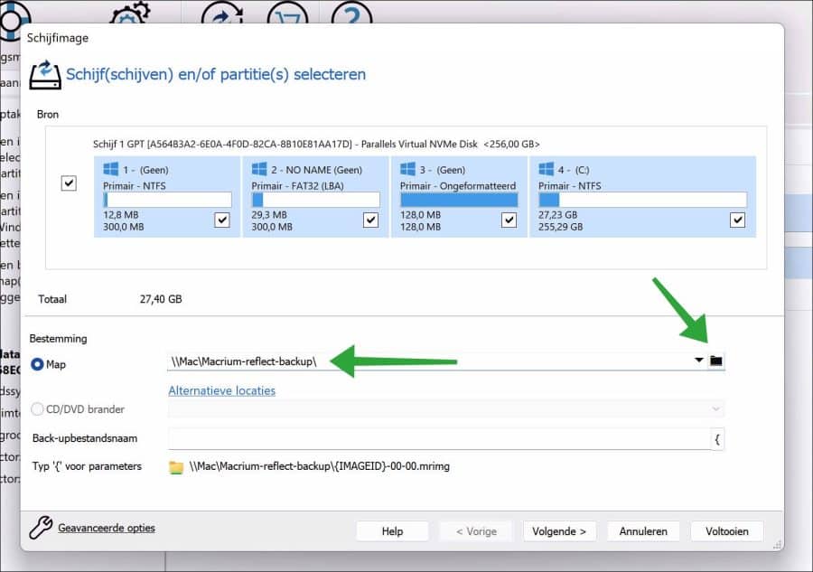 Schijfimage maken met Macrium reflect
