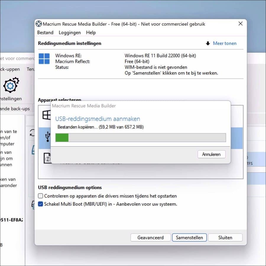 USB reddingsmedium aanmaken
