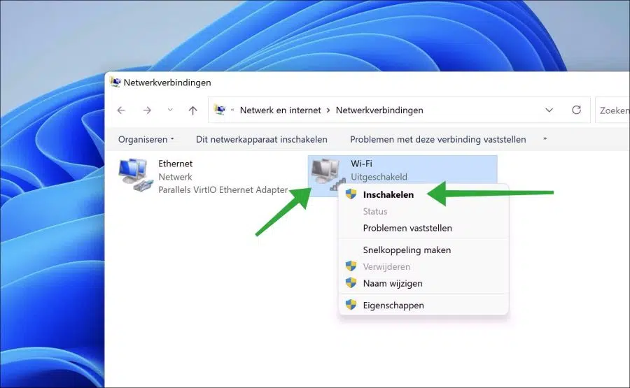 Adapterinstellingen wijzigen