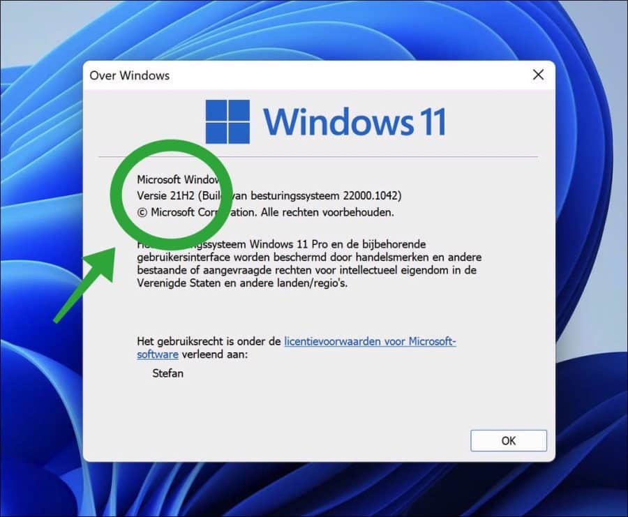 Windows 11 21H2 terug geinstalleerd