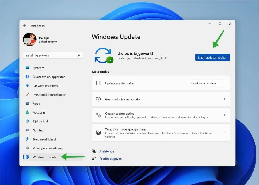 Windows 11 naar updates zoeken