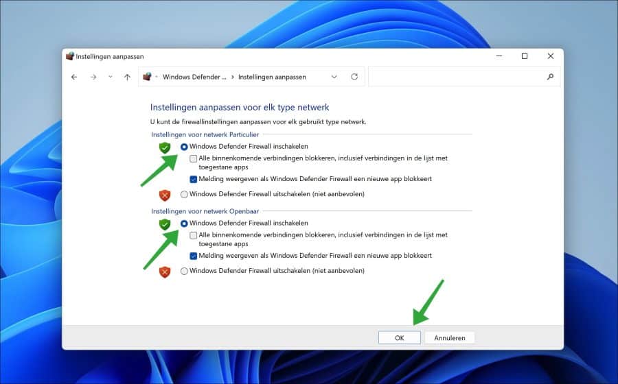 Enable Windows firewall in Windows 11