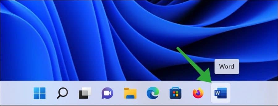 Word snelkoppeling in de taakbalk in Windows 11