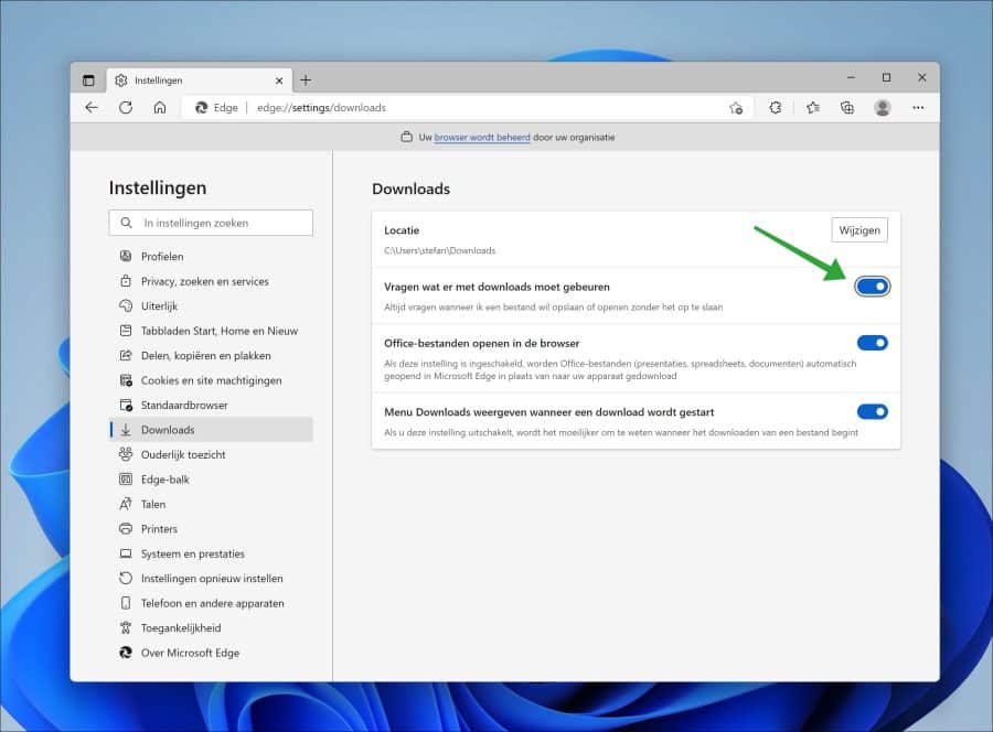 vragen wat er met downloads moet gebeuren